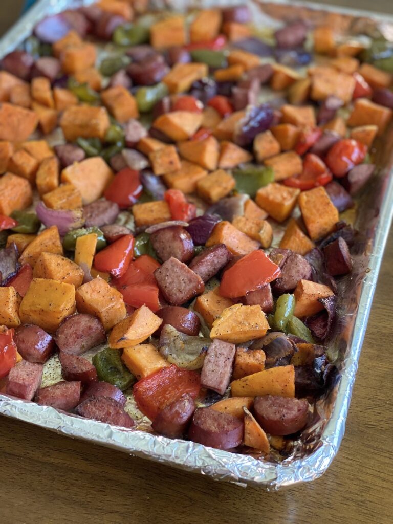 freezer friendly sheet pan sausage and roasted veggies recipe