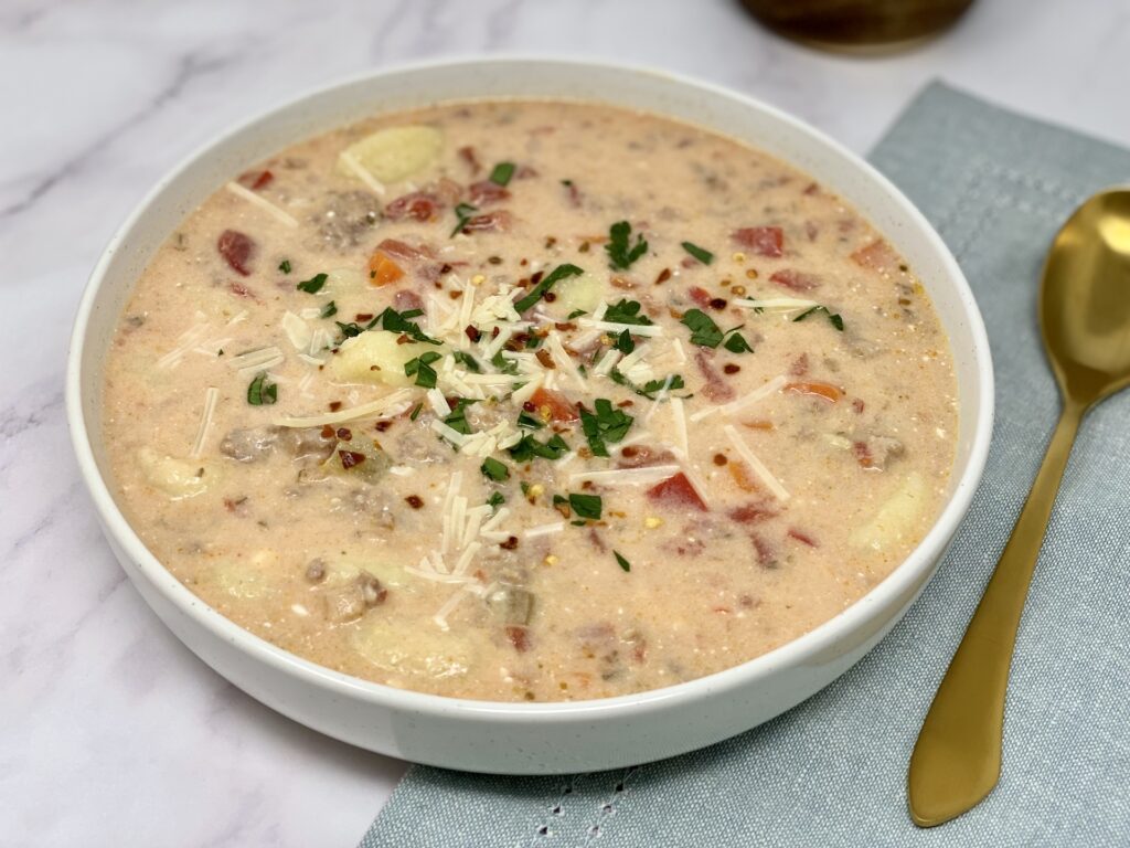 freezer friendly sausage gnocchi soup recipe