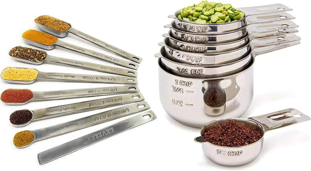 cups and spoons recommended for freezer meal prep