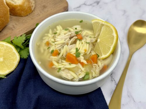 Lemon Chicken Orzo Soup - Slow cooker, pressure cooker, freezer meal prep
