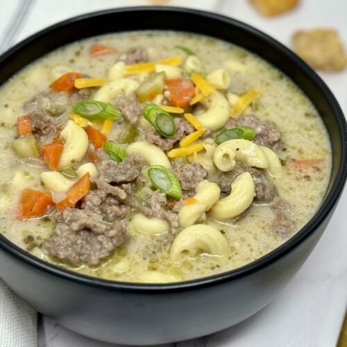 Freezer Meal Recipe Cheeseburger Soup - slow cooker and pressure cooker, freezer meal prep