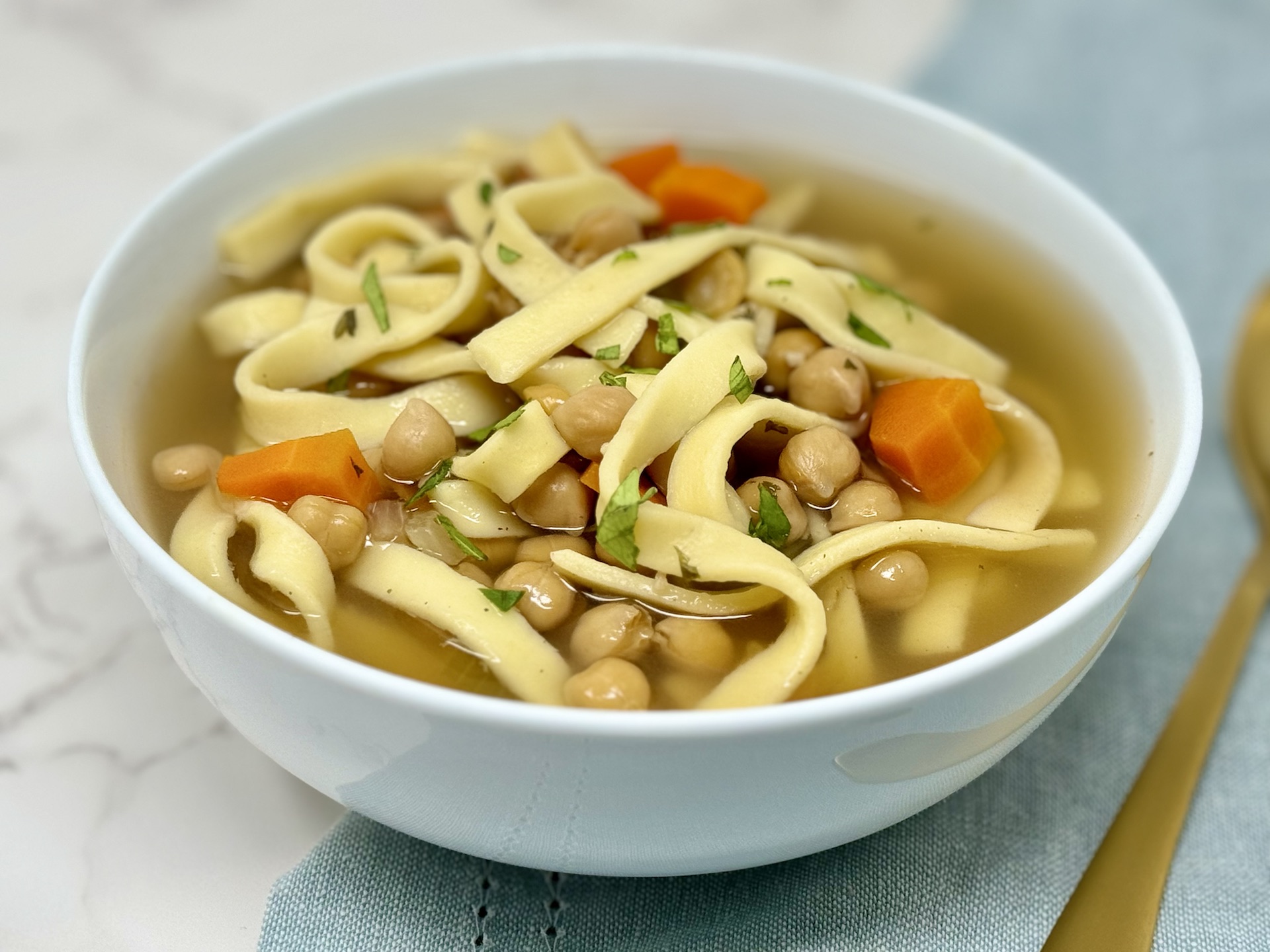 Vegetarian Chickpea Noodle Soup