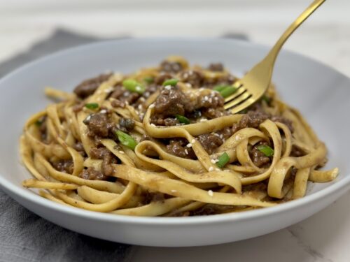 Freezer Friendly Mongolian Beef and Noodles