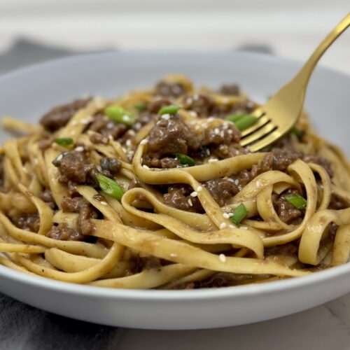 Freezer Friendly Mongolian Beef and Noodles