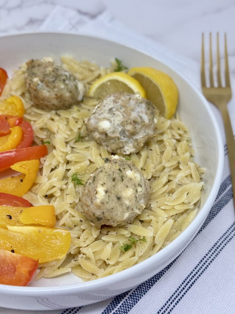 Freezer Friendly Greek Meatballs with Orzo